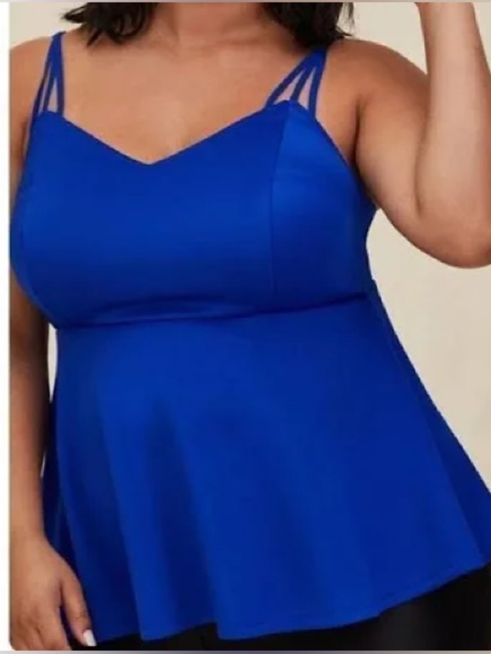 Torrid Electric Blue Scuba Strappy Peplum Camisole Top Size 2(18/20)